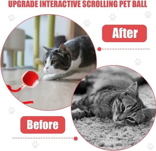 Electric Cat Ball Toy - Cat Toys - Electric Toy Ball - Pet Toys - Smart Toy Ball - Automatic Rolling Cat Ball - Interactive Cat Toy - Rechargeable - Cat Ball for Play and Interaction - Red - Image 5