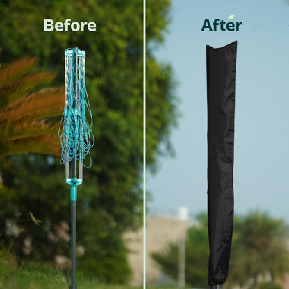 Dryer Cover - Protective Cover - Rotating Clothesline Cover Waterproof Fabric - 165x16x16 cm - Universal Dryer Cover - Heavy Duty Rotating Clothesline Cover with Zipper - Protective Weatherproof Cover for Garden Dryer and Drying Rack - Black - Image 3