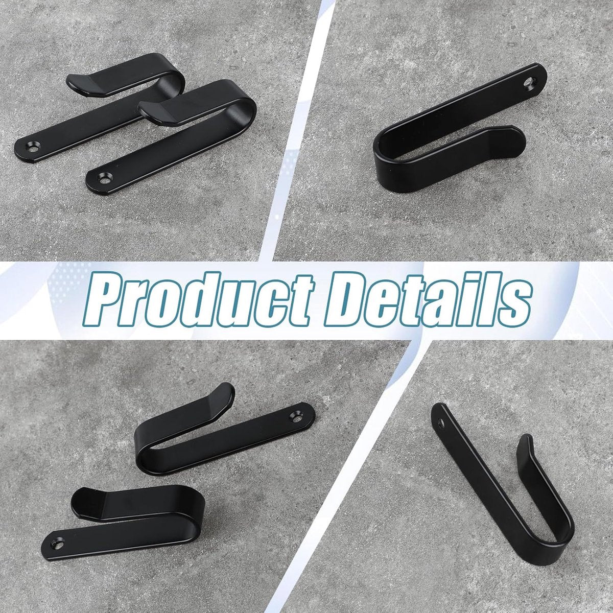 pieces - Skateboard wall mount - snowboard wall mount - snowboard wall mounting clips - horizontal snowboard storage - skateboard display rack stand - towel rack - towel hook - coat hook - with screws - for room, garage - 10*2*3.5 cm - black - Image 4