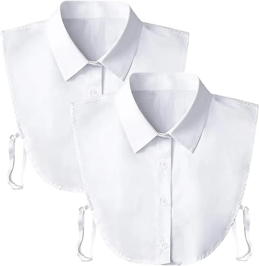 2 pieces - Women's Shirt Collar - Shirt Collar - Detachable Collar - Small Shirt Collar - Faux Detachable Collar - Detachable Pointed Collar - Small Collar - Pointed Collar - Shirt Replacement - Blouse - Adjustable - One Size - White