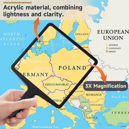 3X magnifying glass - reading magnifier - Reading magnifier for the visually impaired - Fresnel magnifying glass - Handheld magnifier - Magnifying glass with 3x magnification - Reading Magnifier - Magnifying Glass For Reading - Magnifying glass - for seni - Image 2
