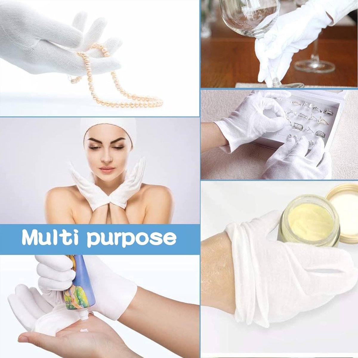 24 pairs - Gloves - white cotton gloves - soft cotton gloves - coin jewelry, silver inspection gloves - cotton gloves - serving gloves - stretchy gloves - 20 cm - Image 3