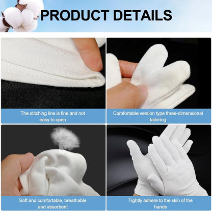 24 pairs - Gloves - white cotton gloves - soft cotton gloves - coin jewelry, silver inspection gloves - cotton gloves - serving gloves - stretchy gloves - 20 cm - Image 5