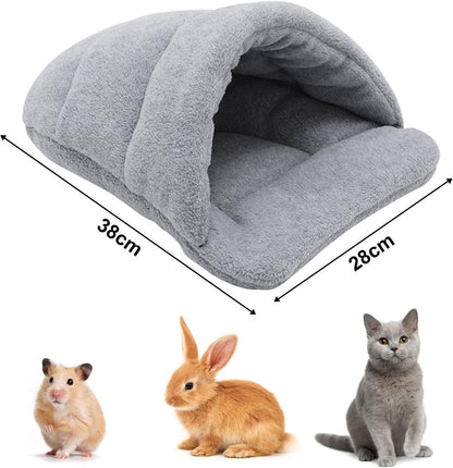 Rabbit Nest - 1 piece - Hamster Sleeping Bag - Hamster Bed - Guinea Pig Bed - Warm Guinea Pig House - Pet Sleeping Bag - Mini Sleeping Bag - Warm Soft Hiding Place - for hamsters, rabbits, kittens and other small pets - 38*28 cm - Grey - Image 5