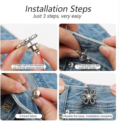 8 Pieces - Trouser Reducer - Waist Stretcher Set - Pins - Waist Extender - Jeans Shortening Buttons - Adjustable Button - Tightening Button - Tightener Buttons - Reusable - Trouser Waist Reinforcement - For Loose Jeans, Trousers, Skirts, and Sleeves - Image 3