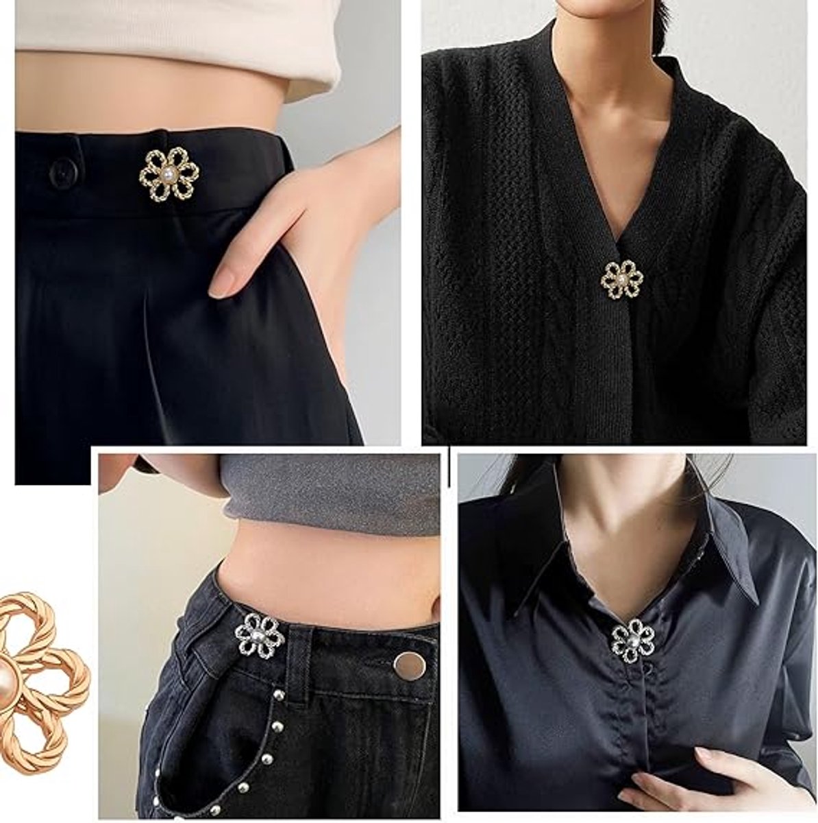 8 Pieces - Trouser Reducer - Waist Stretcher Set - Pins - Waist Extender - Jeans Shortening Buttons - Adjustable Button - Tightening Button - Tightener Buttons - Reusable - Trouser Waist Reinforcement - For Loose Jeans, Trousers, Skirts, and Sleeves - Image 4