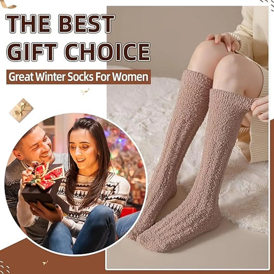 3 Pairs - socks - Knee socks - Warm Fuzzy Fleece Socks - Women's House Socks - Warm Winter Socks - Fluffy Socks - Sleep Socks - House Socks - keep warm - coral fleece - Plush and comfortable - thick plush socks - center tube socks - Image 2