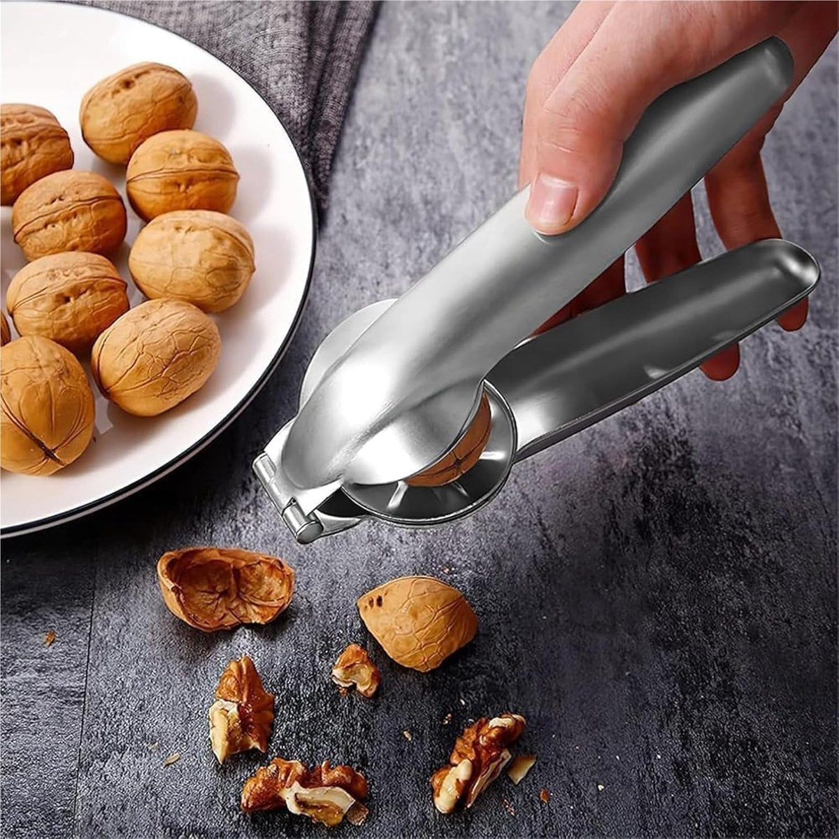 Chestnut opener - Nutcracker - Chestnut clip - Dried fruit opener - chestnut tongs - chestnut cutter - nutcracker tongs - nutcracker - manual chestnut cracker - walnut cracker - chestnut clamp - for chestnuts, walnuts, hazelnuts - 17.5*5.5cm - silver - Image 2