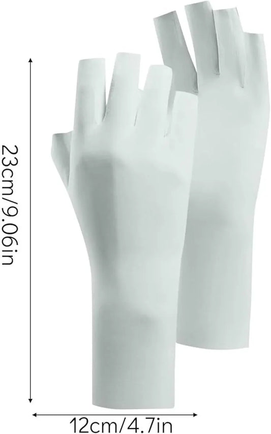 4 pairs - Gloves - Half-finger gloves - women's UV-protective half-finger gloves - summer hand protection gloves - fingerless gloves with sun protection - pink, white, grey and purple - 23 cm - Image 2