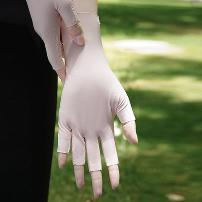 4 pairs - Gloves - Half-finger gloves - women's UV-protective half-finger gloves - summer hand protection gloves - fingerless gloves with sun protection - pink, white, grey and purple - 23 cm - Image 3
