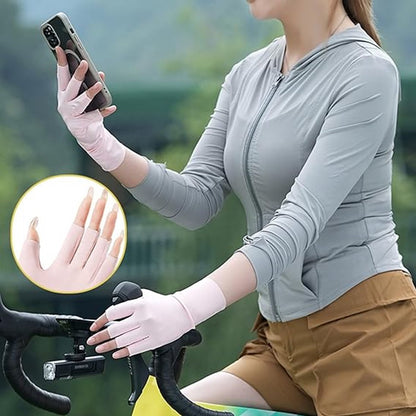 4 pairs - Gloves - Half-finger gloves - women's UV-protective half-finger gloves - summer hand protection gloves - fingerless gloves with sun protection - pink, white, grey and purple - 23 cm - Image 4