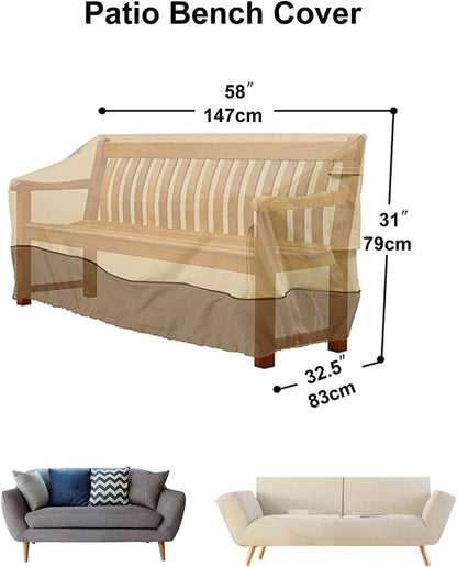 Garden Bench Cover - Protective Cover for 2-Seater Garden Bench - Bench Cover - Waterproof Garden Bench Cover - 210D Oxford - Windproof - Waterproof - Tear-Resistant - Beige - 147 x 83 x 79 cm - Image 2
