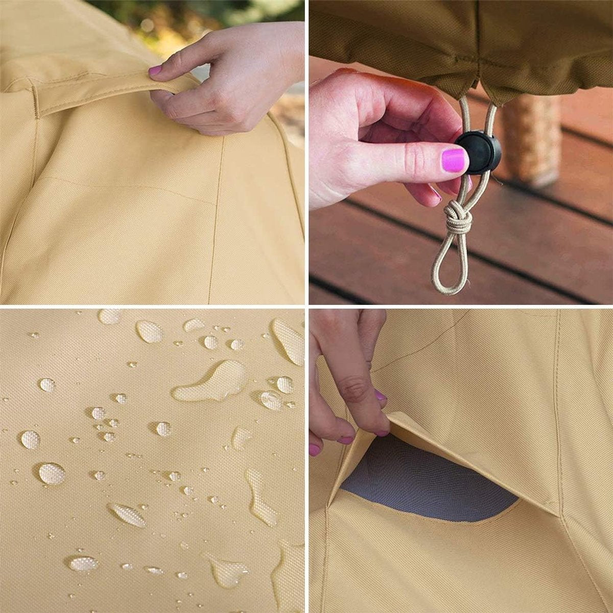 Garden Bench Cover - Protective Cover for 2-Seater Garden Bench - Bench Cover - Waterproof Garden Bench Cover - 210D Oxford - Windproof - Waterproof - Tear-Resistant - Beige - 147 x 83 x 79 cm - Image 5