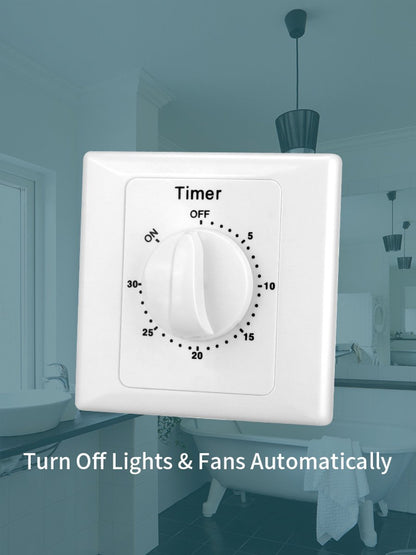Countdown Switch - 30 minutes - Countdown timer switch - Mechanical countdown timer socket - time switch - timer light switch - with timer - timer socket - for bathroom extractor fan, garage, laundry room, storage room or spa - white - Image 3