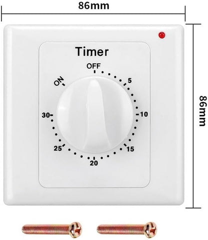 Countdown Switch - 30 minutes - Countdown timer switch - Mechanical countdown timer socket - time switch - timer light switch - with timer - timer socket - for bathroom extractor fan, garage, laundry room, storage room or spa - white - Image 5