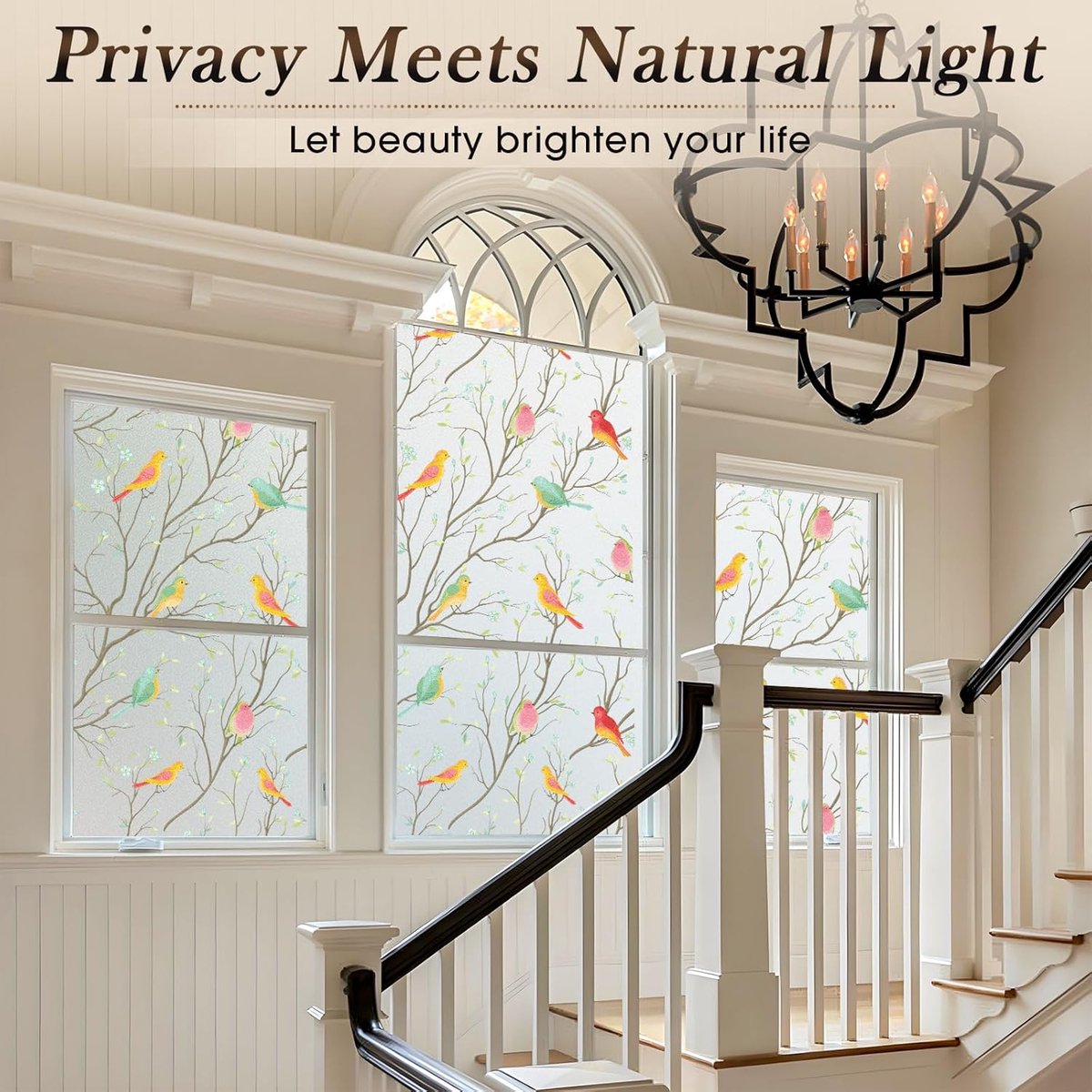 Window film - 45x200cm - privacy window film - stained glass window film - Privacy - Decorative film - static window film - Self-adhesive - Stained Glass - window film - for front door, bathroom, heat control, anti-UV - Image 4