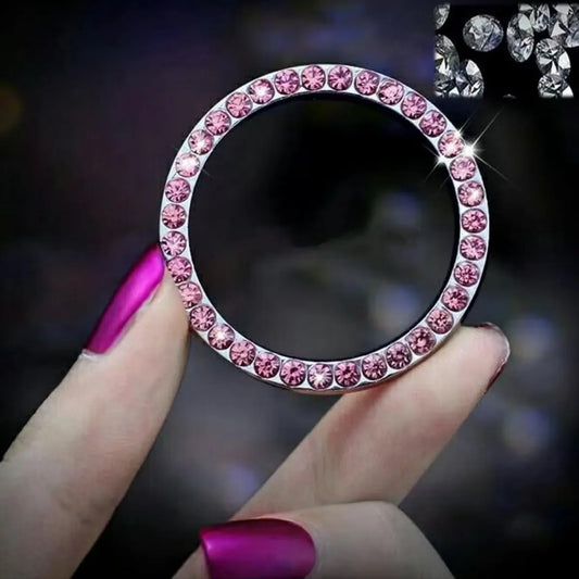 car decoration - Car accessories set - 7 Piece glittering decoration set - bling steering wheel cover - seatbelt cover - decorative car - decoration for car - Sparkling diamond decoration - Car interior - cute complete interior set - Pink - Image 2