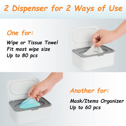 Wet wipes dispenser - 2 Pieces - Wipe box - Wet Toilet Paper Holder - Wet wipes storage box - Wipes Dispenser - Wipe holder for Baby & Adult - Refillable Wipe Container - Keeps Wipes Fresh - White - Image 2
