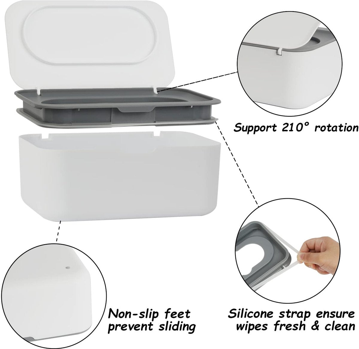 Wet wipes dispenser - 2 Pieces - Wipe box - Wet Toilet Paper Holder - Wet wipes storage box - Wipes Dispenser - Wipe holder for Baby & Adult - Refillable Wipe Container - Keeps Wipes Fresh - White - Image 4