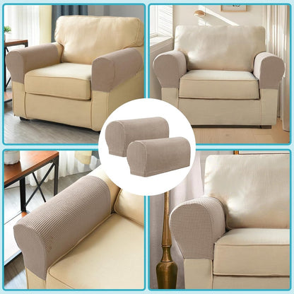 4 Pieces - Armrest Protection Covers - Protective Cover - Elastic Sofa Cover - Sofa Armrest Cover - Gloves for Sofa Armrests - Anti-Slip - Anti-Scratch - for Reclining Square, Curved, Tilted Armrest Cover - Brown - Image 4