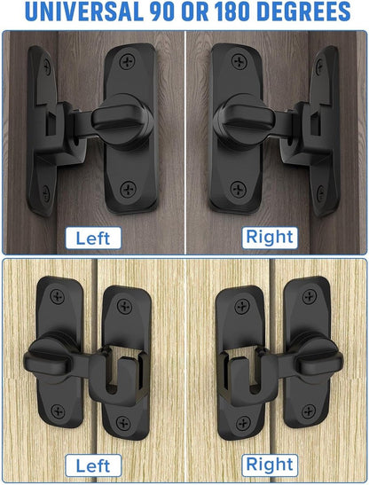 pieces - 90/180 degrees - sliding door lock - privacy protection - security sliding door lock - small gate locks - hardware for shed, garden, bathroom, cupboard, window - 80*25 mm - black - Image 2