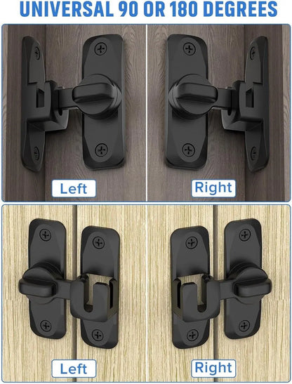 pieces - 90/180 degrees - sliding door lock - privacy protection - security sliding door lock - small gate locks - hardware for shed, garden, bathroom, cupboard, window - 80*25 mm - black - Image 2