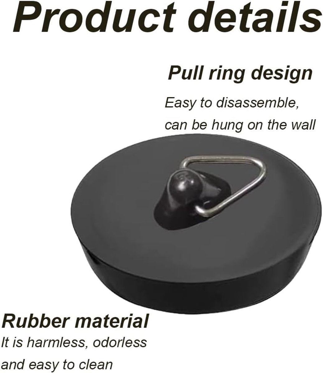 Universal Bath Stopper 4 Pieces - Sink Cap - Drain Stopper - Sink Plug - Plug Stopper - Universal Sink Stopper - Rubber Sink Plug with Hanging Ring - for Drain Ø 44 to 42 mm - Universal Plugs - For Bathtub, Kitchen, Bathroom - Black - Image 5