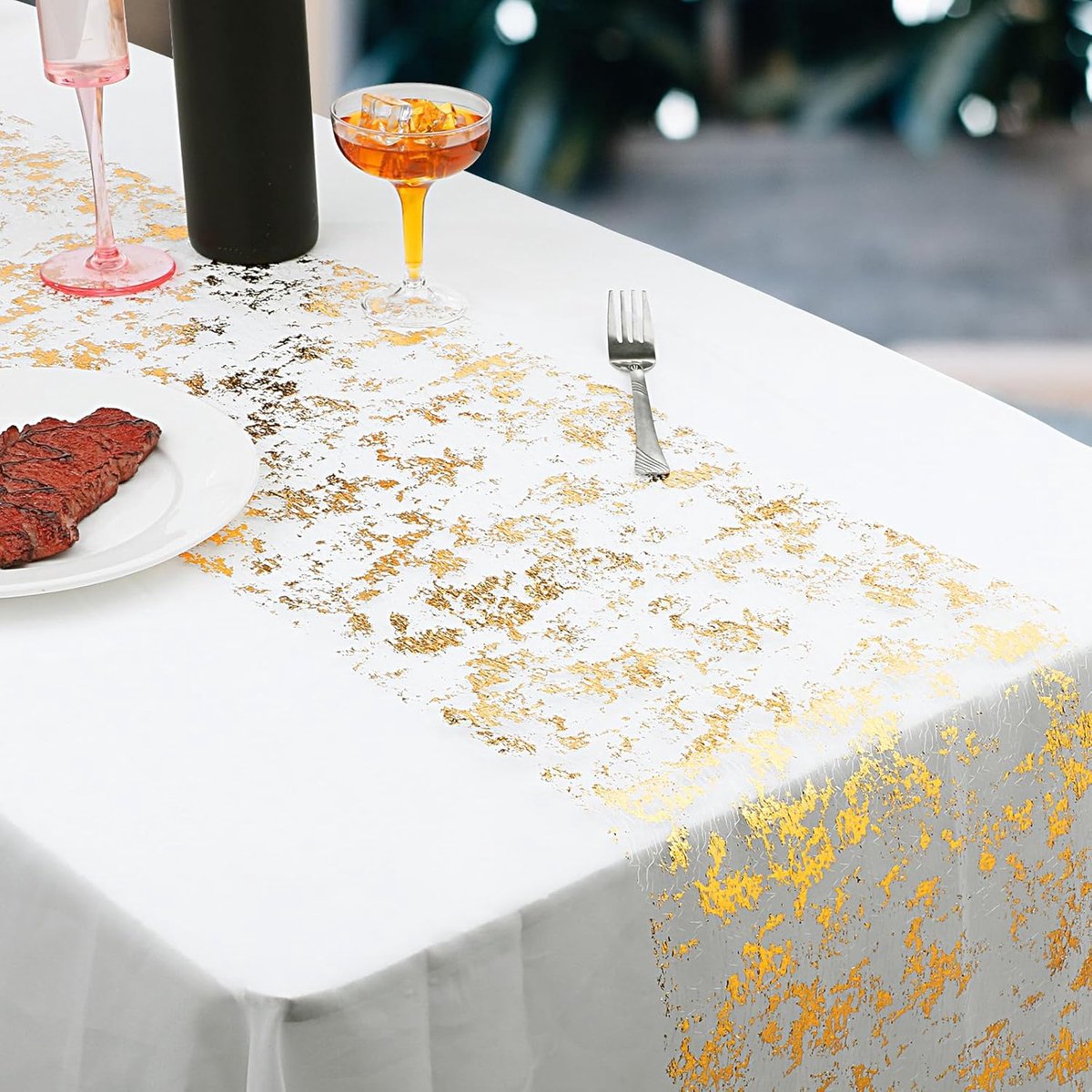 Table Runner - 28*275 cm - Gold Table Runner - Gold Foil Table Runner - Tablecloth - Polyester Table Runner - Glittering Metal Mesh Roll Table Runner - for wedding decorations, New Year's decorations, and birthday parties - Image 3