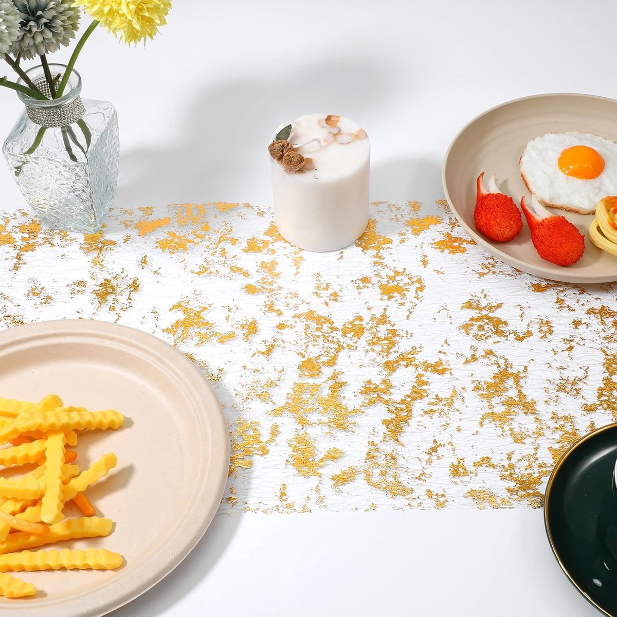 Table Runner - 28*275 cm - Gold Table Runner - Gold Foil Table Runner - Tablecloth - Polyester Table Runner - Glittering Metal Mesh Roll Table Runner - for wedding decorations, New Year's decorations, and birthday parties - Image 5