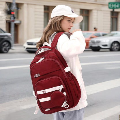 Waterproof backpack for girls - Girl Backpack - School backpack - lightweight school bag - School bag - Girls School Student School Bag - Large capacity backpacks for Girls and Boys - Teenagers - High School backpacks - Red - Image 2