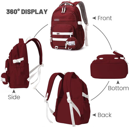 Waterproof backpack for girls - Girl Backpack - School backpack - lightweight school bag - School bag - Girls School Student School Bag - Large capacity backpacks for Girls and Boys - Teenagers - High School backpacks - Red - Image 4