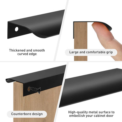 10 pieces - 150*40*17.5 mm - Cabinet handles - Drawer handles - Concealed handle - Aluminum alloy handle - kitchen cabinet handles - furniture accessories - hardware - black - Image 3