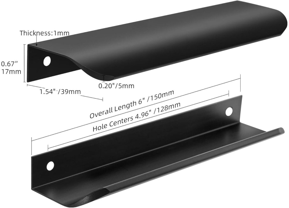 10 pieces - 150*40*17.5 mm - Cabinet handles - Drawer handles - Concealed handle - Aluminum alloy handle - kitchen cabinet handles - furniture accessories - hardware - black - Image 5