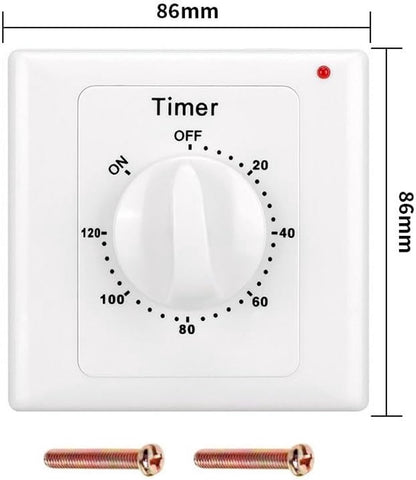 Countdown Switch - 120 minutes - Countdown timer switch - Mechanical countdown timer socket - time switch - timer light switch - with timer - timer socket - for bathroom extractor fan, garage, laundry room, storage room or spa - white - Image 5