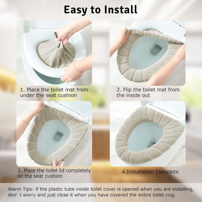5-Piece Toilet Seat Cover - Toilet Seat Cover - Soft Toilet Seat - Toilet Cover - Toilet Seat Cover - WC Seat Cover - Universal Toilet Seat Cover - toilet seat cover - Reusable - Universal Fit - For Most Toilet Seats - White - Image 3