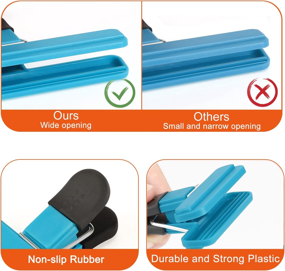 Pieces Food Storage Clips - Sealing Clips - Sealing Clamps - Food Storage Clips - Food Storage Clips - Small Clip - Sturdy Sealing Clips - Snack Clip - Food Clips - Used for sealing and storing food - 2 sizes mix - Image 4