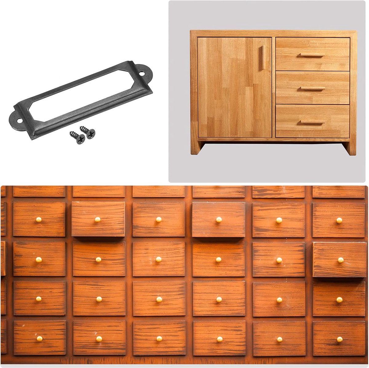 30 pieces - metal label holders - name card frame - drawer label holders - furniture label holders - library labels - nameplate frame - for shelves, pharmacy cabinet, filing cabinet, drawer, office decoration, archive - with screws - 60*17 mm - black - Image 2
