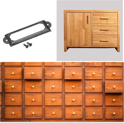 30 pieces - metal label holders - name card frame - drawer label holders - furniture label holders - library labels - nameplate frame - for shelves, pharmacy cabinet, filing cabinet, drawer, office decoration, archive - with screws - 60*17 mm - black - Image 2