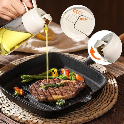2-in-1 - Oil spray bottle - olive oil dispenser bottle - 470 ml - Olive oil sprayer - oil container - oil bottle - oil spray bottle - oil dispenser - oil atomizer - glass oil spray - kitchen utensil - spray and pour - for kitchen, BBQ, barbecue - white - Image 5