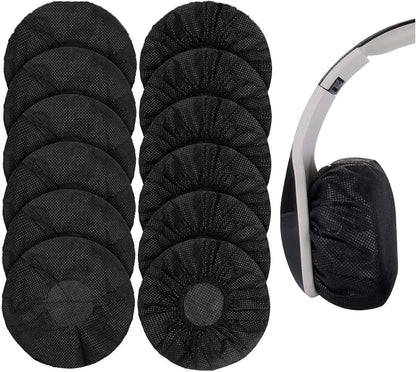 Elastic Headphone Hygiene Cases - 100 pieces - non-woven fabric headphone covers - replacement headphone hygiene cases - elastic stretch - universal - cover case 11cm - for home, sports and office - Black