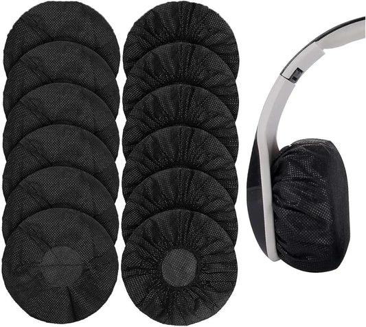 Elastic Headphone Hygiene Cases - 100 pieces - non-woven fabric headphone covers - replacement headphone hygiene cases - elastic stretch - universal - cover case 11cm - for home, sports and office - Black