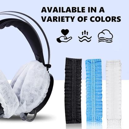 Elastic Headphone Hygiene Cases - 100 pieces - non-woven fabric headphone covers - replacement headphone hygiene cases - elastic stretch - universal - cover case 11cm - for home, sports and office - Black - Image 2