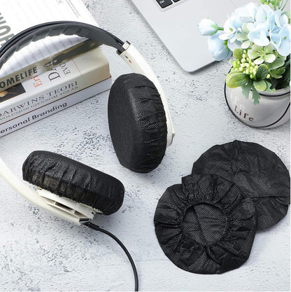 Elastic Headphone Hygiene Cases - 100 pieces - non-woven fabric headphone covers - replacement headphone hygiene cases - elastic stretch - universal - cover case 11cm - for home, sports and office - Black - Image 5