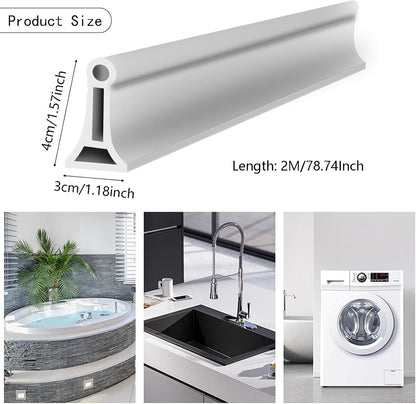 Water-repellent strip - 4cm*3cm*2m - Shower sill - Shower seal - Shower splash guard - Sealing edge - Self-adhesive - Flexible - Cut-off piece - kitchen accessories - bathroom accessories - for shower cabin, kitchen, toilet - white - Image 5