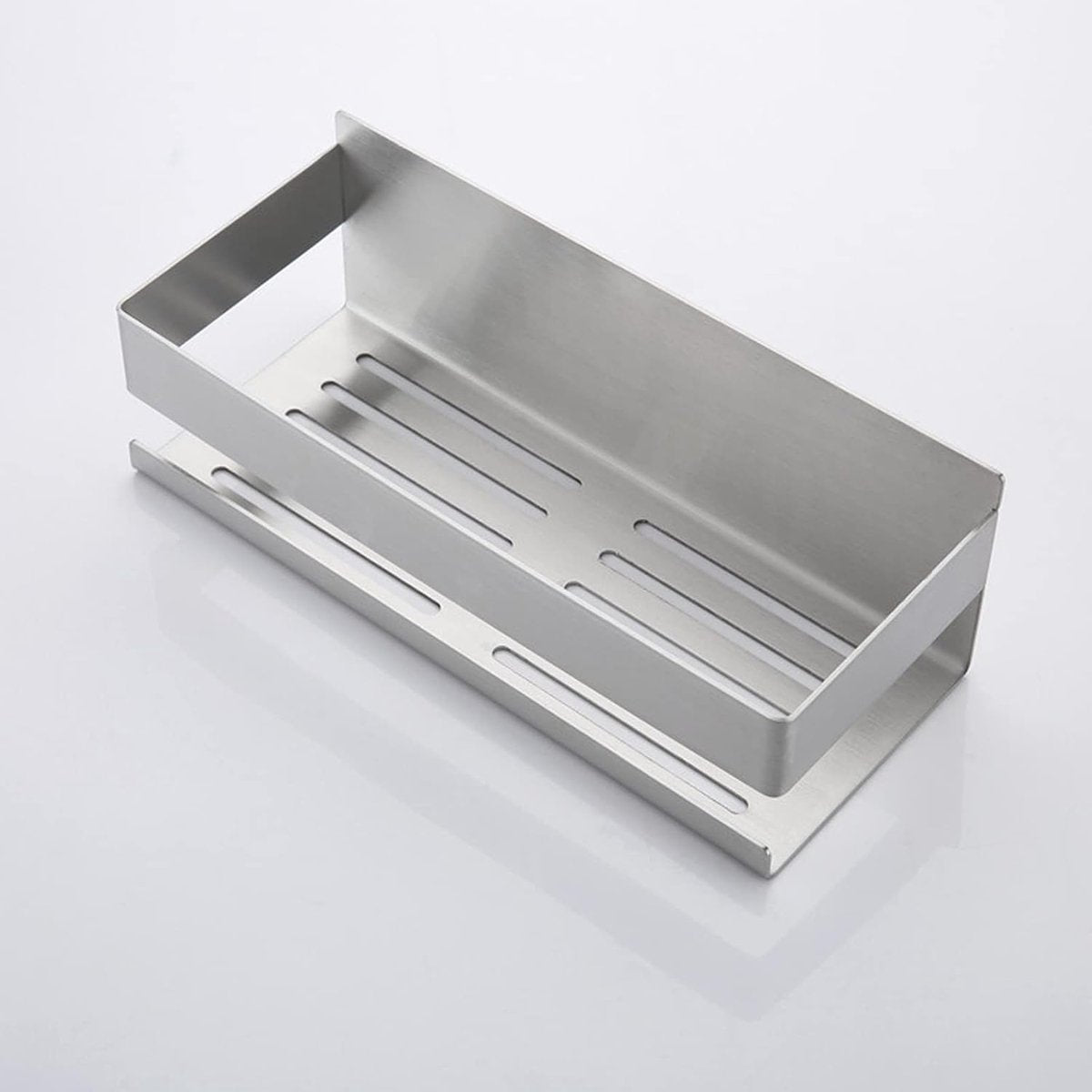 Stainless Steel Shower Rack - No Drilling Required - Wall Rack - Shower Rack - Shower Rack - Self-adhesive Shower Basket - Small Wall Rack - With Perfect Grip - Bathroom Shelf - with 2 Hooks - Bathroom Rack Shelf - Shower Basket 22 cm - Silver - Image 4