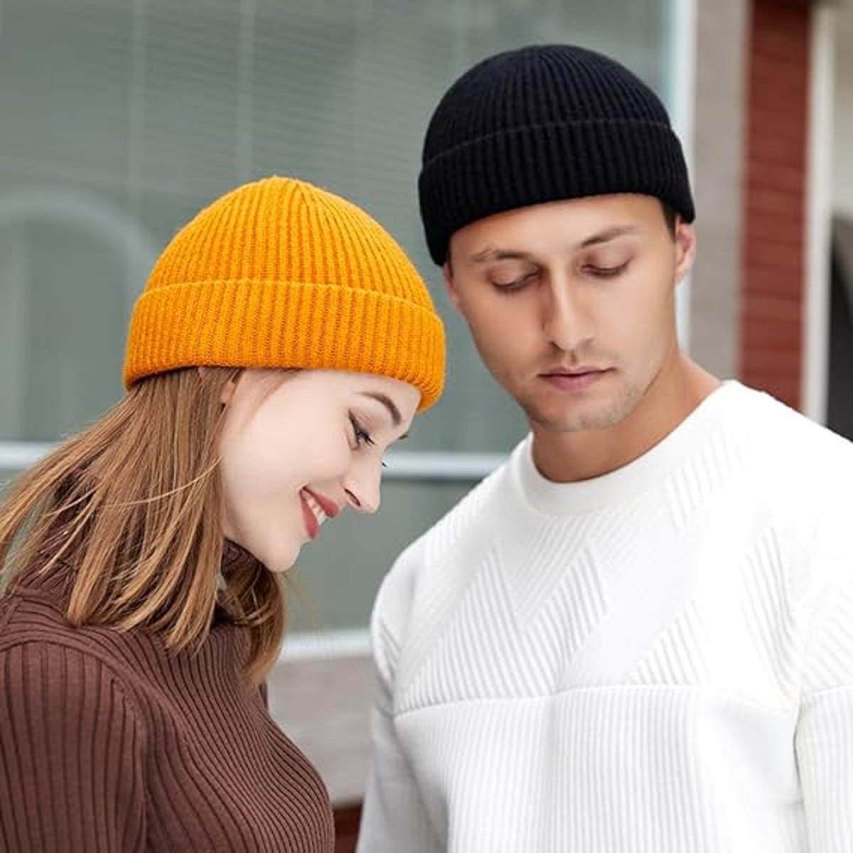 3 Pieces - hat - men's hat - Beanie - women's hat - men's beanie - Winter hat - knitted hat - Warm Hats - Cycling hat - Knitted ski hats - Running hats - Ultrawarm - Unisex - short knitted autumn winter warm hat - Yellow, Grey, Black - Image 3