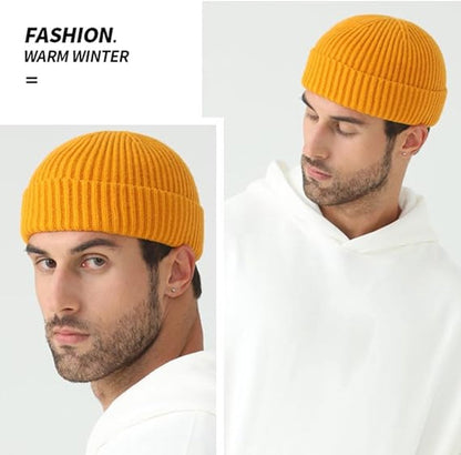 3 Pieces - hat - men's hat - Beanie - women's hat - men's beanie - Winter hat - knitted hat - Warm Hats - Cycling hat - Knitted ski hats - Running hats - Ultrawarm - Unisex - short knitted autumn winter warm hat - Yellow, Grey, Black - Image 4