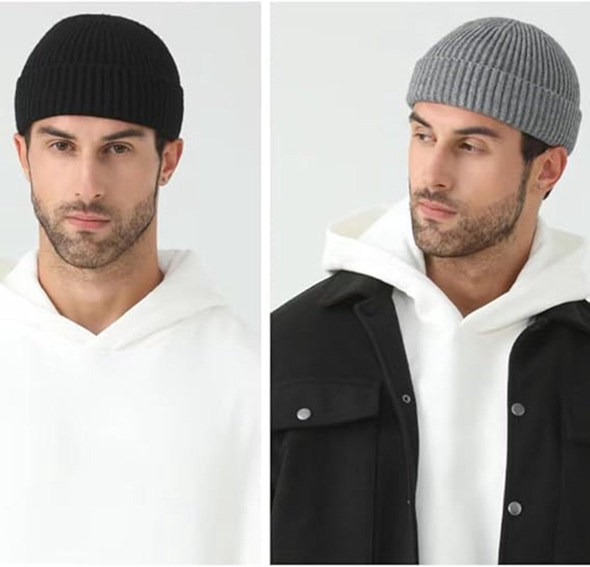 3 Pieces - hat - men's hat - Beanie - women's hat - men's beanie - Winter hat - knitted hat - Warm Hats - Cycling hat - Knitted ski hats - Running hats - Ultrawarm - Unisex - short knitted autumn winter warm hat - Yellow, Grey, Black - Image 5