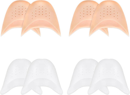 pairs - Silicone gel toe protectors - soft ball of the foot - metatarsal ballet pointe toe cap - with hole toe protection - toe protectors - insole - 2 pairs white + 2 pairs beige - 9.2*11 cm
