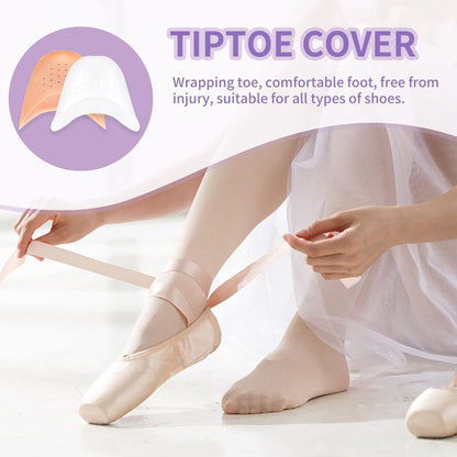 pairs - Silicone gel toe protectors - soft ball of the foot - metatarsal ballet pointe toe cap - with hole toe protection - toe protectors - insole - 2 pairs white + 2 pairs beige - 9.2*11 cm - Image 3